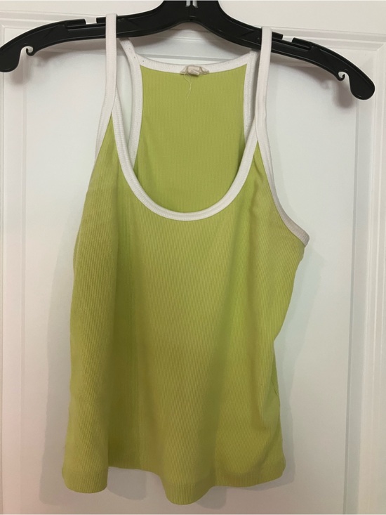 Pilcro Tops - Pilcro Lime Green Ribbed Tank with White Trim